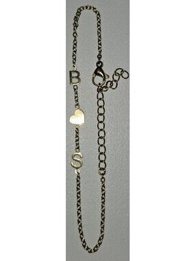 14K Gold Plated Dainty Letter Initial Bracelet With Heart